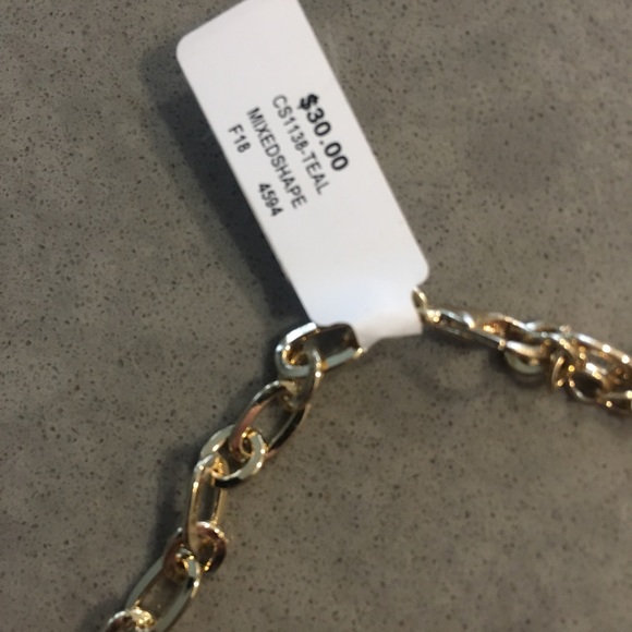 Teal/ Gold statement necklace - Picture 2 of 2